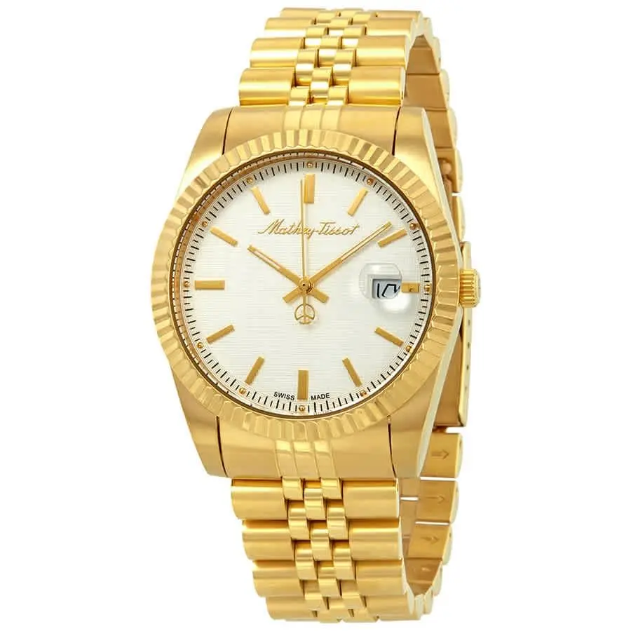 Mathey-tissot Mathey Iii Quartz White Dial Men`s Watch H810PI - Dial: White, Band: Yellow Gold PVD, Bezel: Yellow Gold PVD