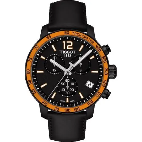 Tissot Quickster Chronograph Black Dial Orange Bezel Men`s Watch T0954173605701