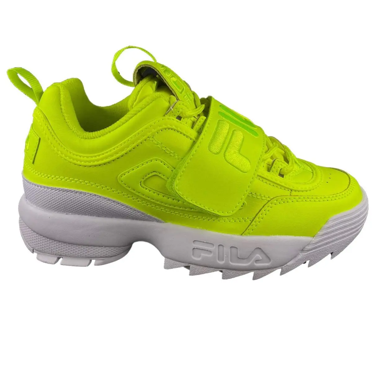 Fila Women`s Disruptor II Applique Safety Yellow Casual Athletic Sports Shoes - Yellow
