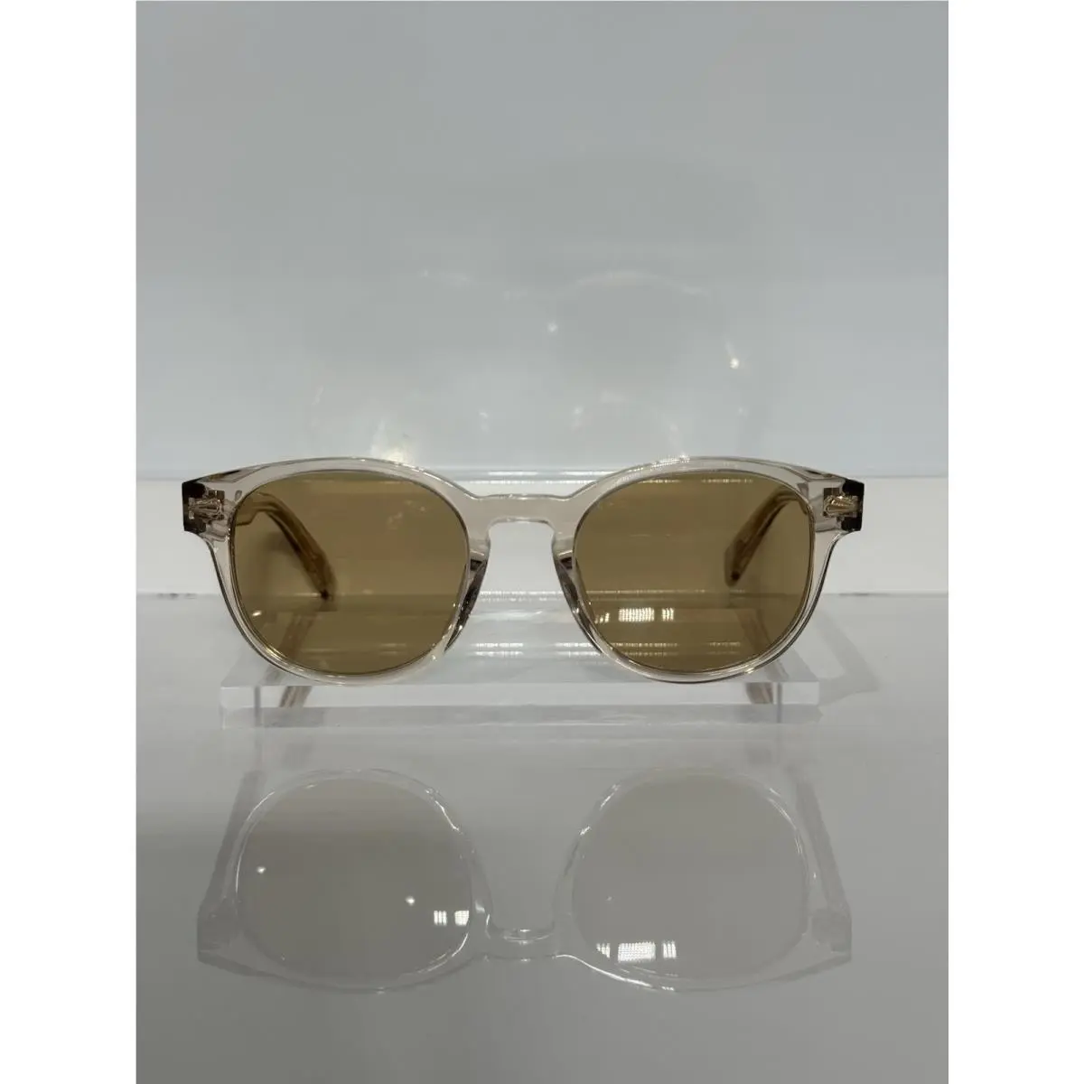 Chopard VCH342 Crystal Tea Bold Round Acetate Medium Brown Tint Sunglasses