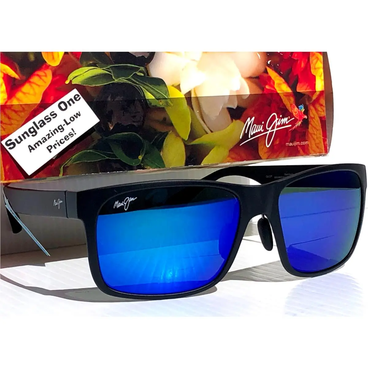 Maui Jim Red Sands Matte Black Polarized Blue Readers +2.5 Sunglass B432-2M25
