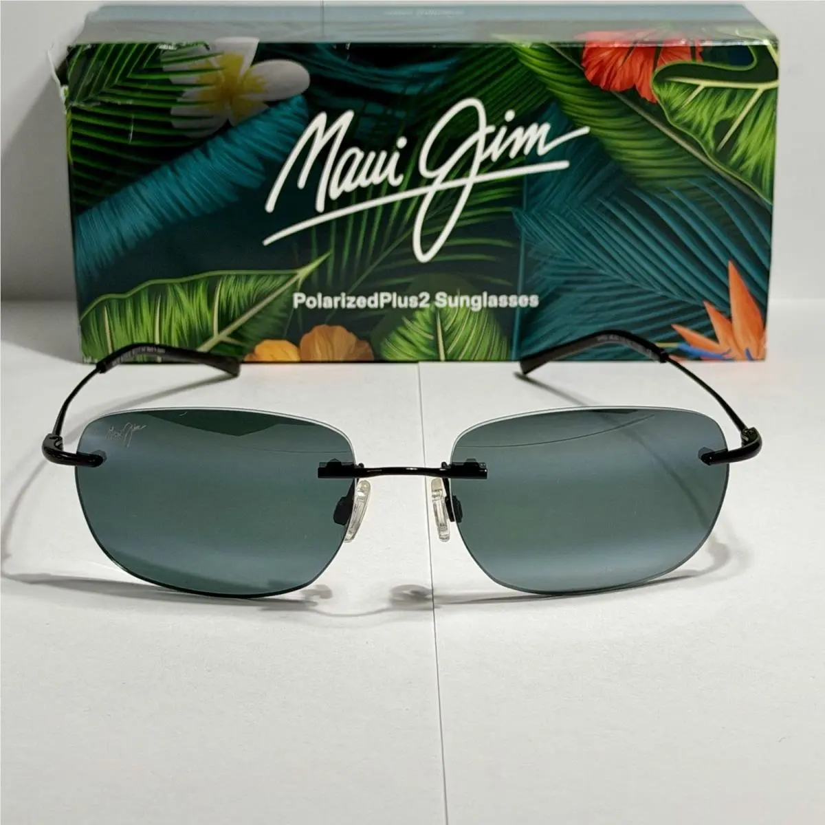 Maui Jim Nanea MJ 332-02 Gloss Black W/ Gray Polarized Titanium Sunglasses