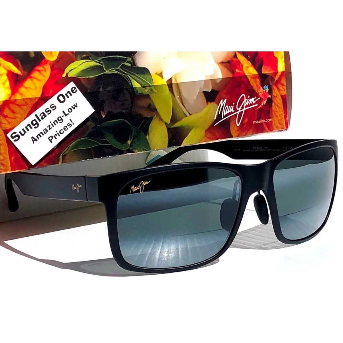 Maui Jim Red Sands Matte Black Polarized Grey Readers +2.5 Sunglass 432-2M25