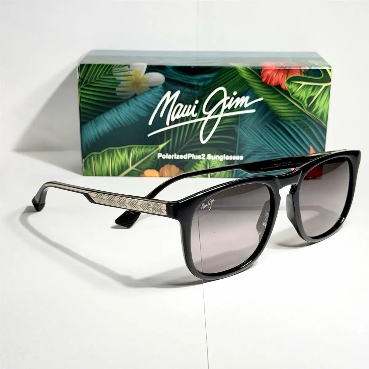 Maui Jim Kupa’a GS641 - 14A Black Neutral Grey Silver Polarized Sunglass