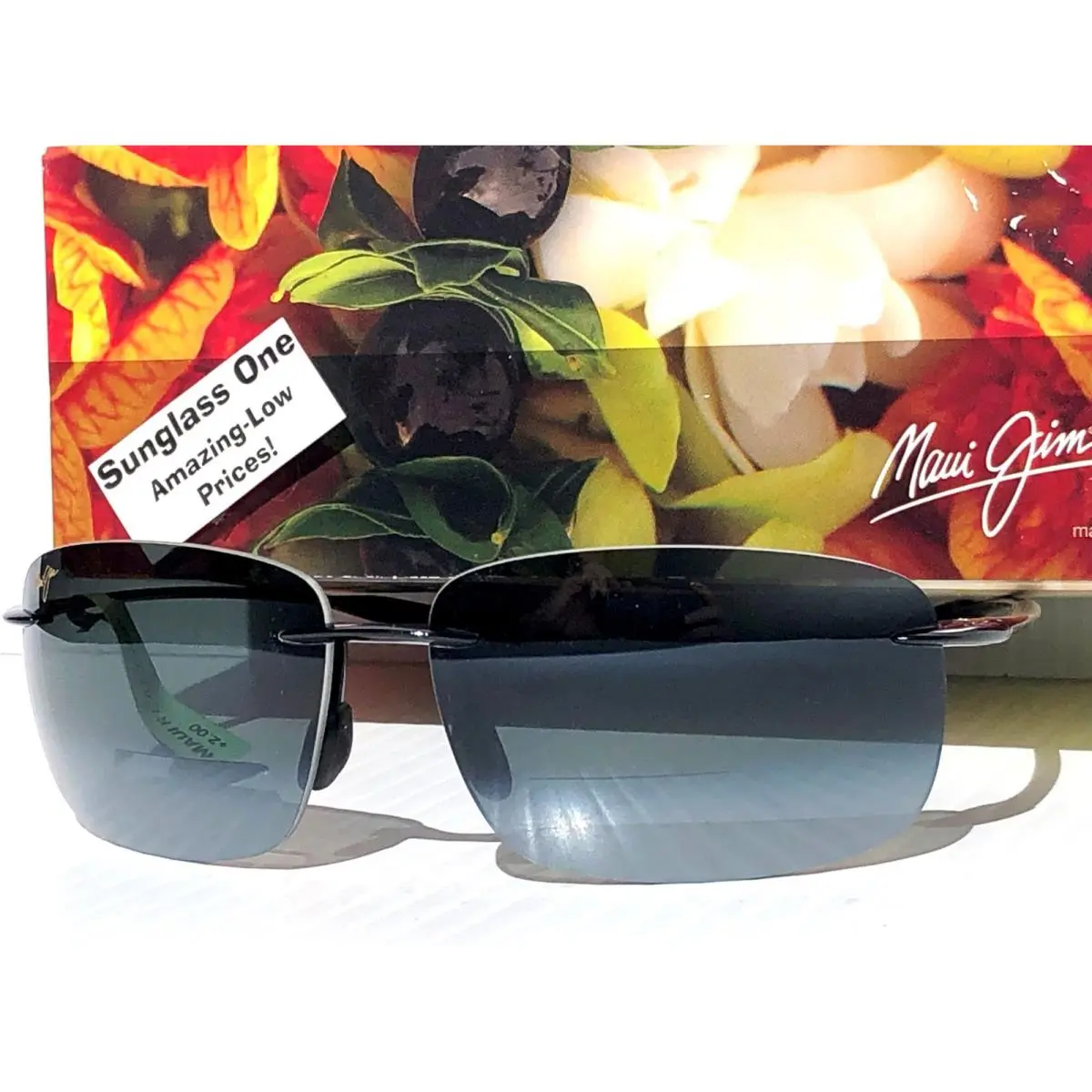 Maui Jim Breakwall Gloss Black Polarized Grey Readers +2.0 Sunglass 422-0220