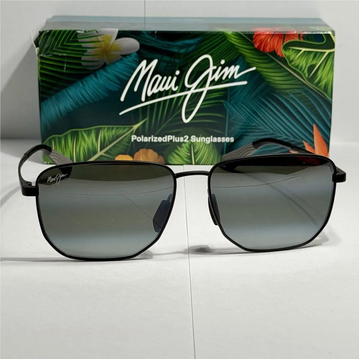 Maui Jim Lamalama 652-02 Square Polarized Sunglasses w/ Titanium Frame Back