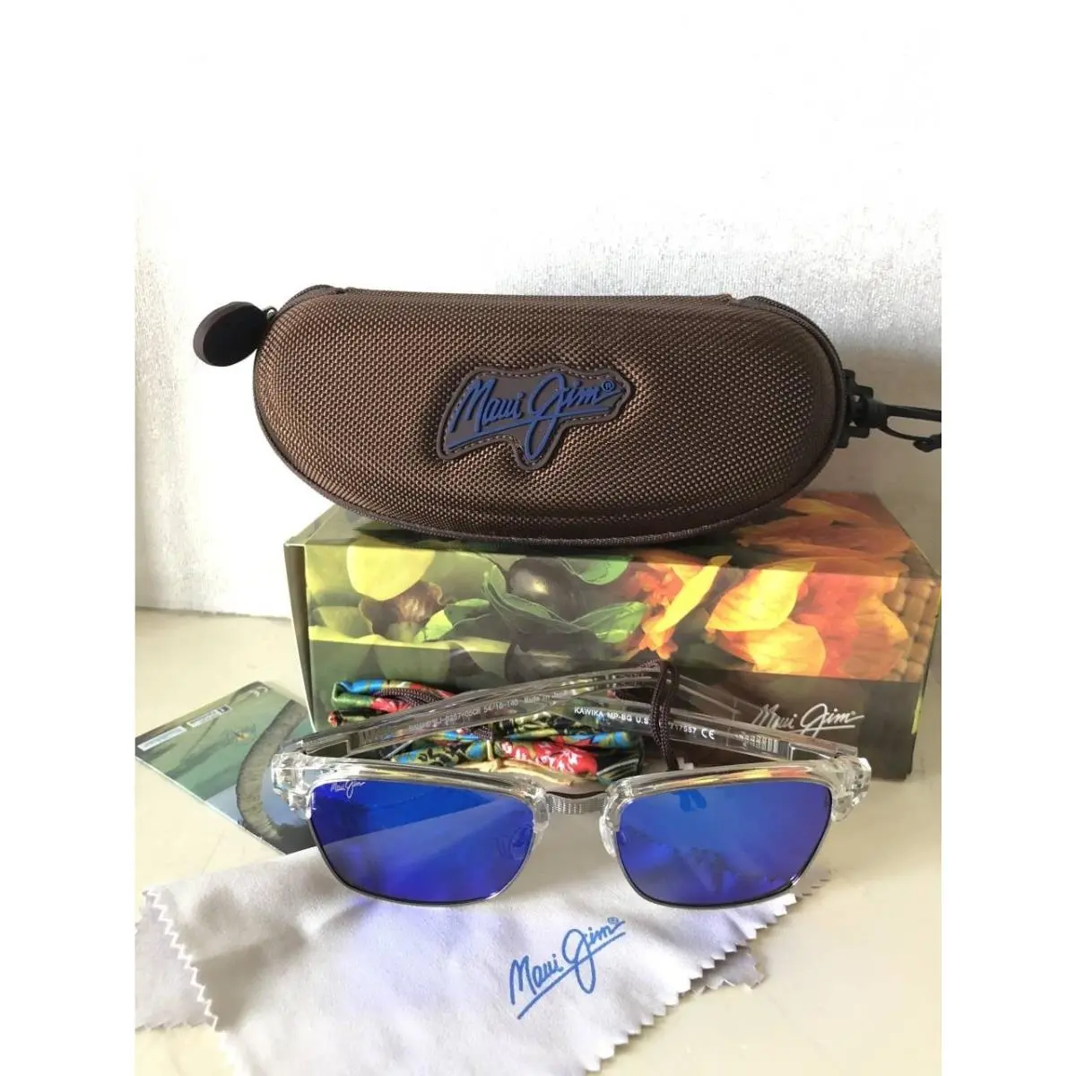 Kawika Polarized B257-05CR Sunglasses Crystal Frame/blue Hawaii Lens by Maui Jim