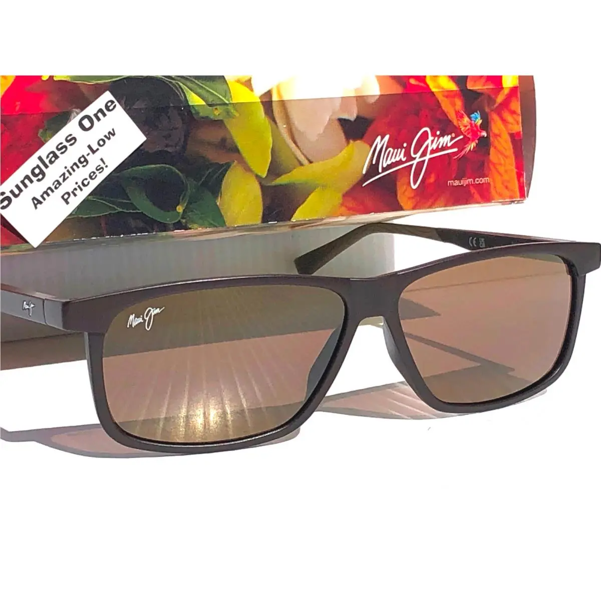 Maui Jim Pulama Matte Brown Polarized ST Bronze Glass Sunglass H618-01