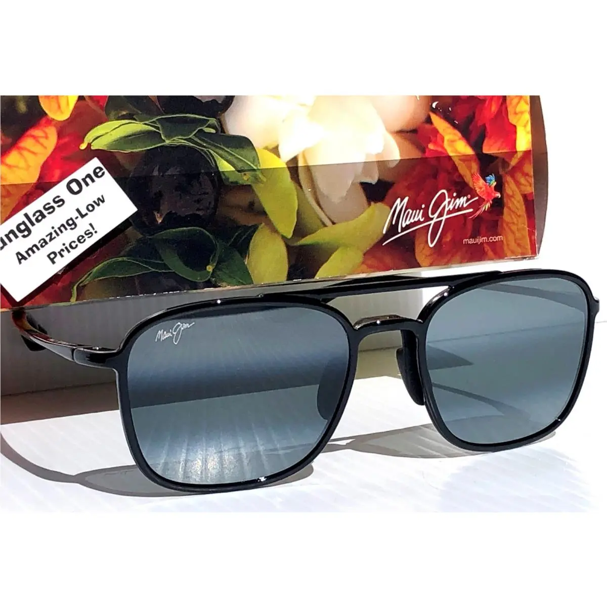 Maui Jim Keokea Gloss Black Polarized Grey Lens Sunglass 447-02