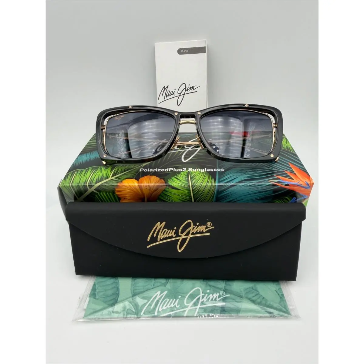 Maui Jim Polarized Sunglasses MJ808 02 Adrift Black Gold Grey Titanium