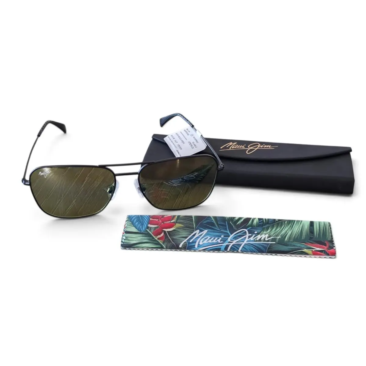 Naauao Matte Black Polarized HT Green Lens Sunglass HT675-02 by Maui Jim