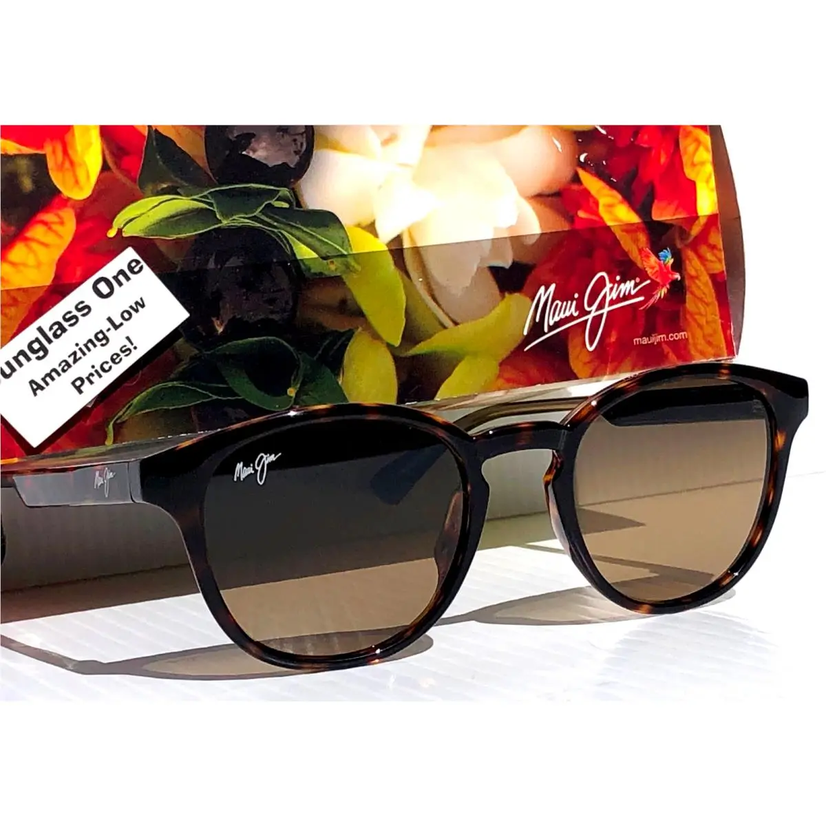 Maui Jim Hiehie Shiny Transl Havana Polarized Hcl Bronze Glass Sunglass HS636-10