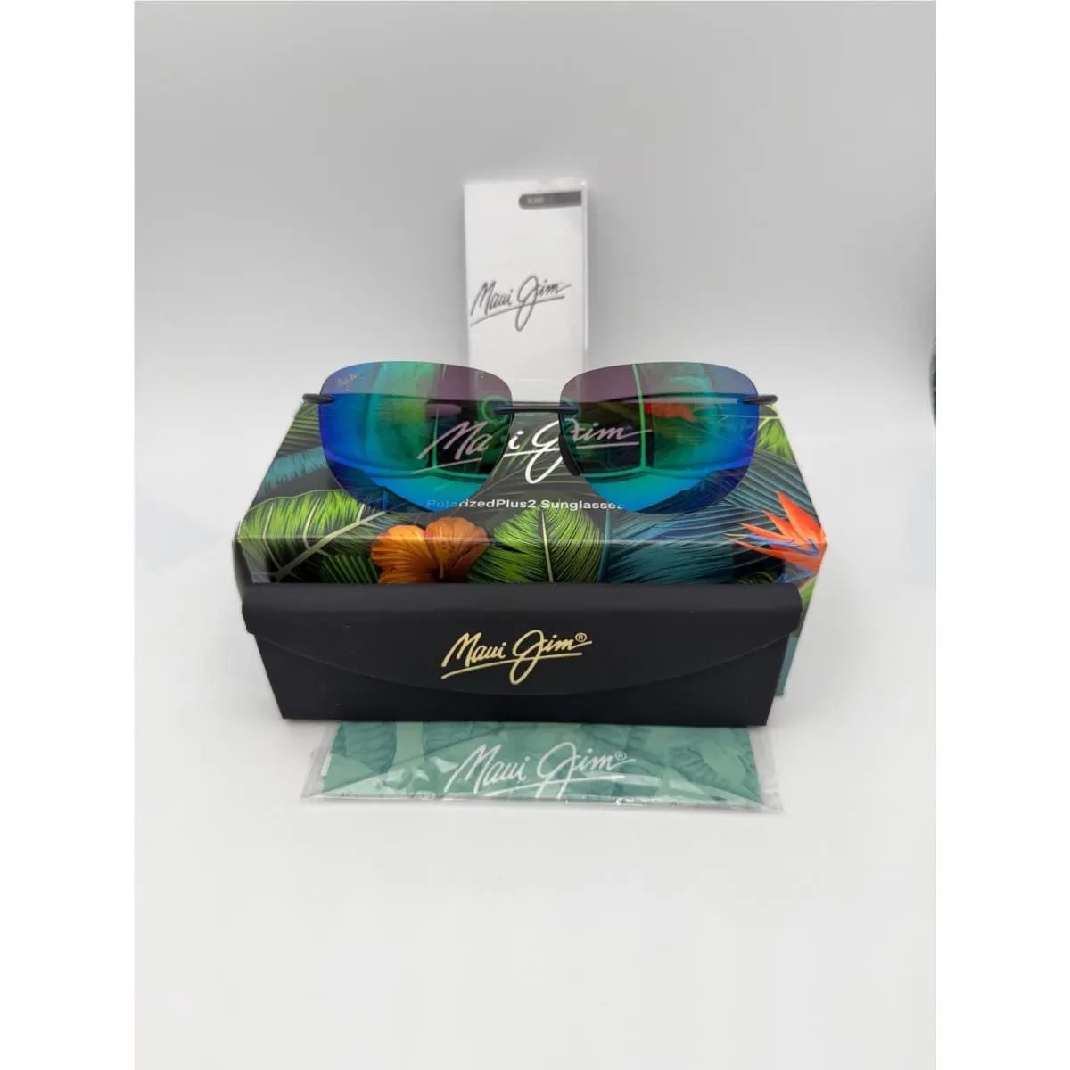 Maui Jim Polarized Sunglasses MJ445 2M Hikina Matte Black Maui Green 62 14
