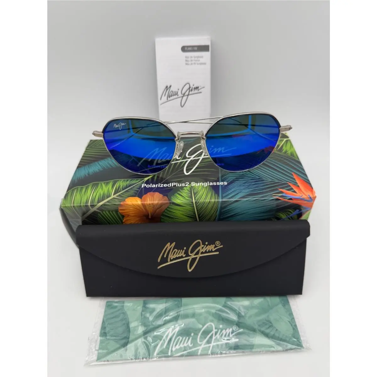 Maui Jim Polarized Sunglasses MJ 859 17 Island Eyes Silver Blue Hawaii Titanium