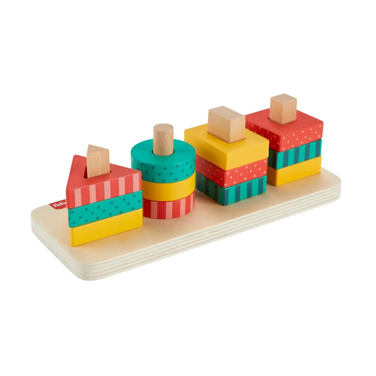 Fisher-price Toddler Sorting Toy Wooden Shape Stacker 13 Wood Pieces For Fine M