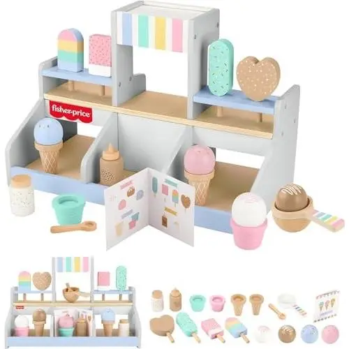 Fisher-price Preschool Toy Wooden Ice Cream Shop Playset HXV21 - Multicolor