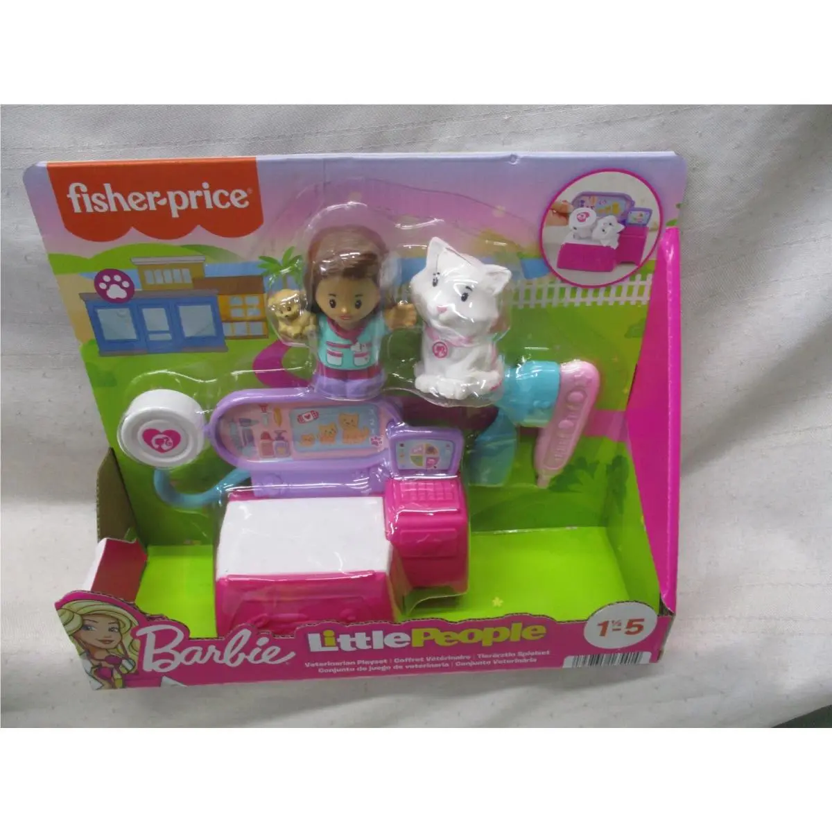 Fisher Price Little People Barbie Veterinarian Playset Vet Pet Shop Doctor Kitty