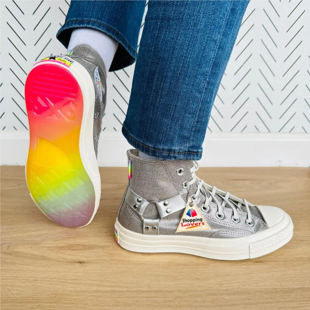 Converse Chuck 70 Pride Hi Silver Sz 7.5 Men`s Shoes Metallic Sneaker A10214C