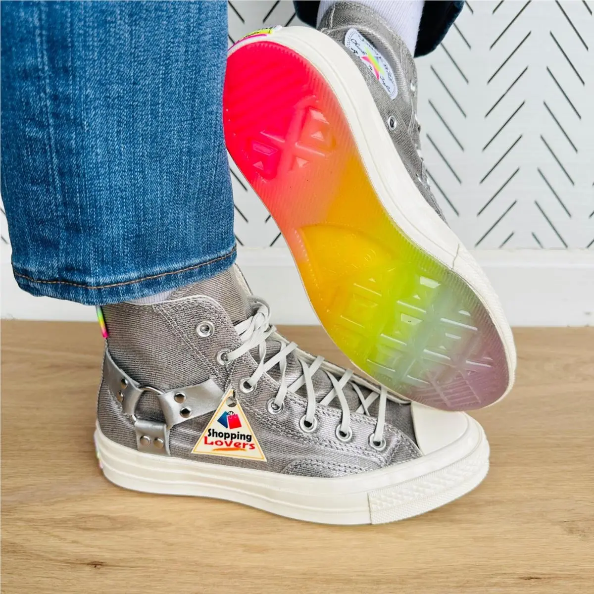 Converse Chuck 70 Pride Hi Silver Sz 9.5 Womens Shoes Metallic Sneaker A10214C