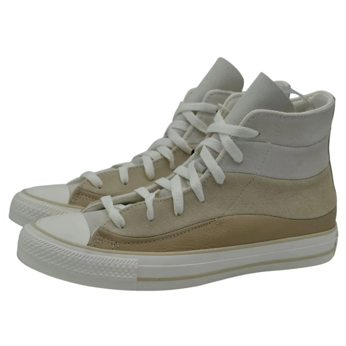 Converse Women 8 Chuck Taylor All Star Suede Canvas Tan White High Top Sneakers