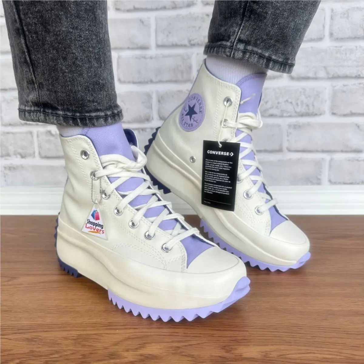 ⭐converse Run Star Hike Hi Platform 8 Women`s Shoes Sneakes Beige Purple A16188C