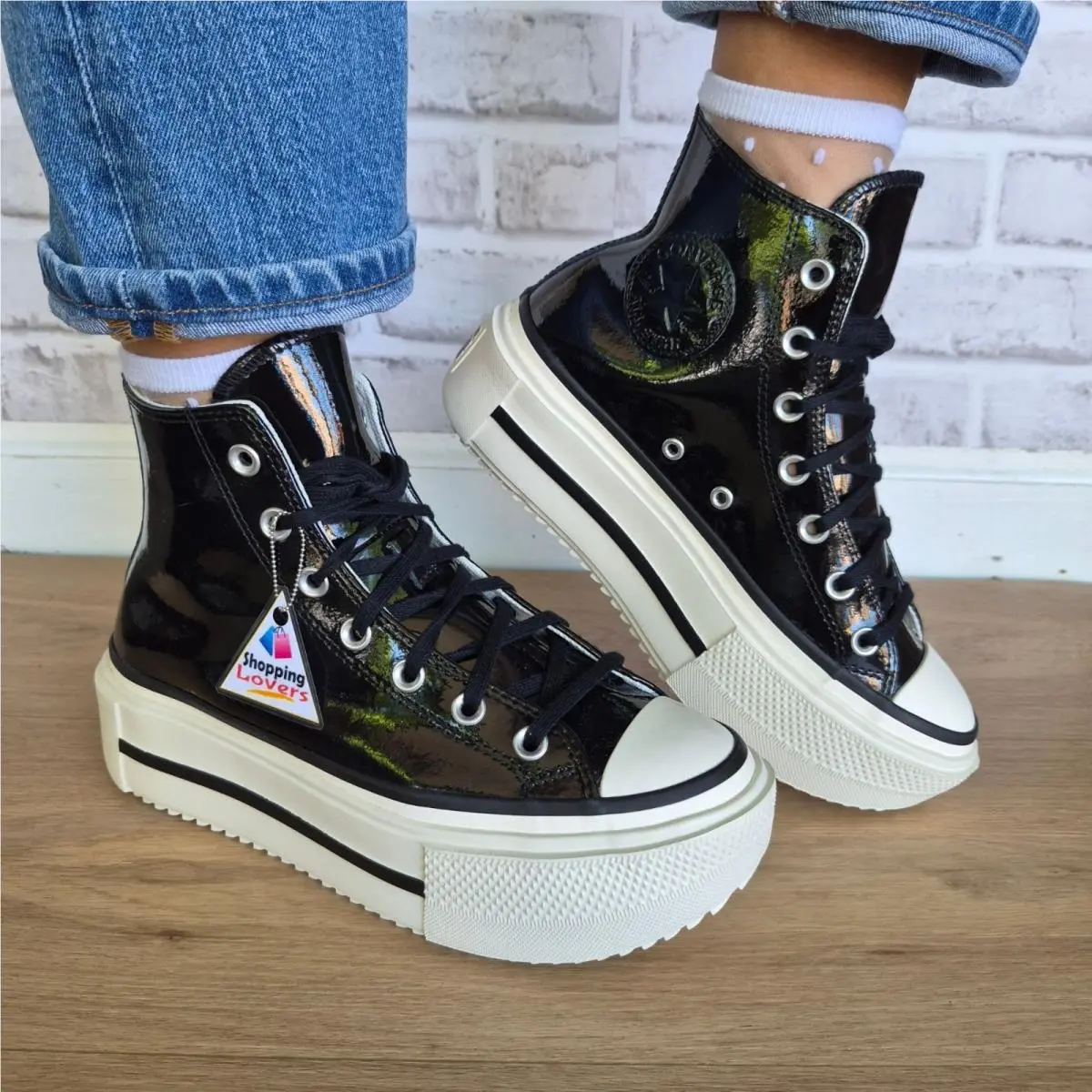 Converse Lift Double Stack Platform 9 Womens Shoes Sneaker Leather Black A12977C