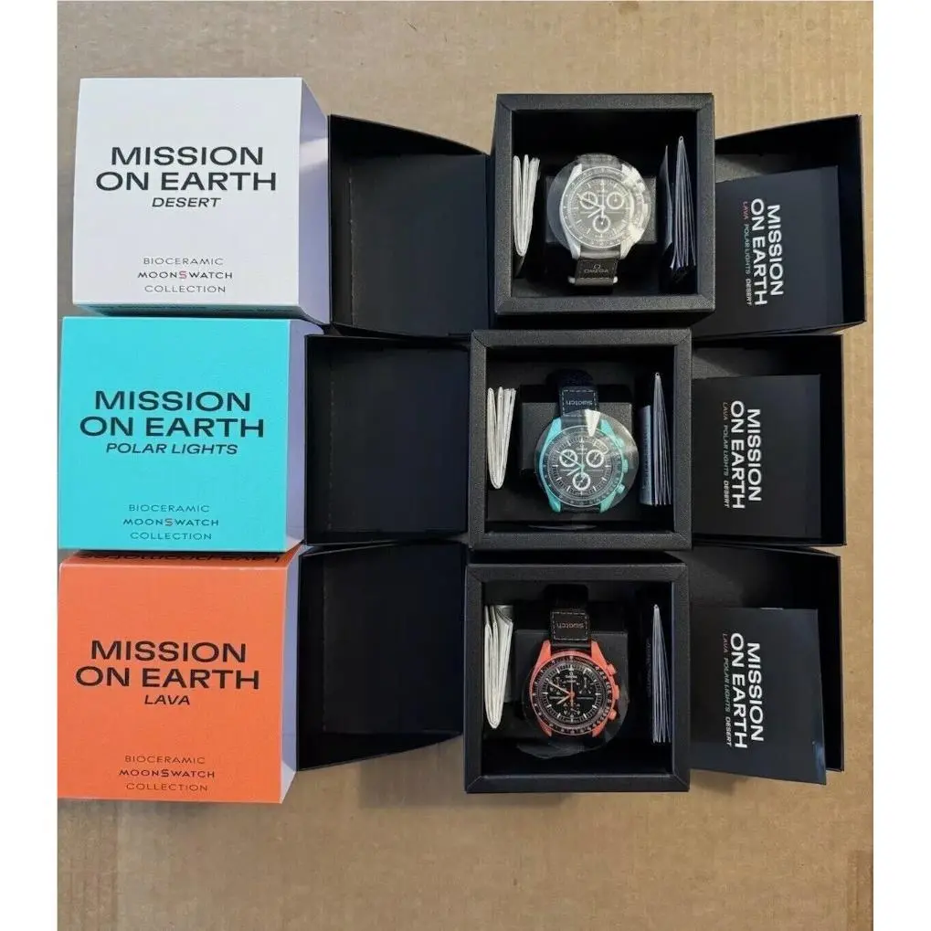 Swatch x Omega Bioceramic Moonswatch Earth Full Set 3 - Polar Light Lava Desert