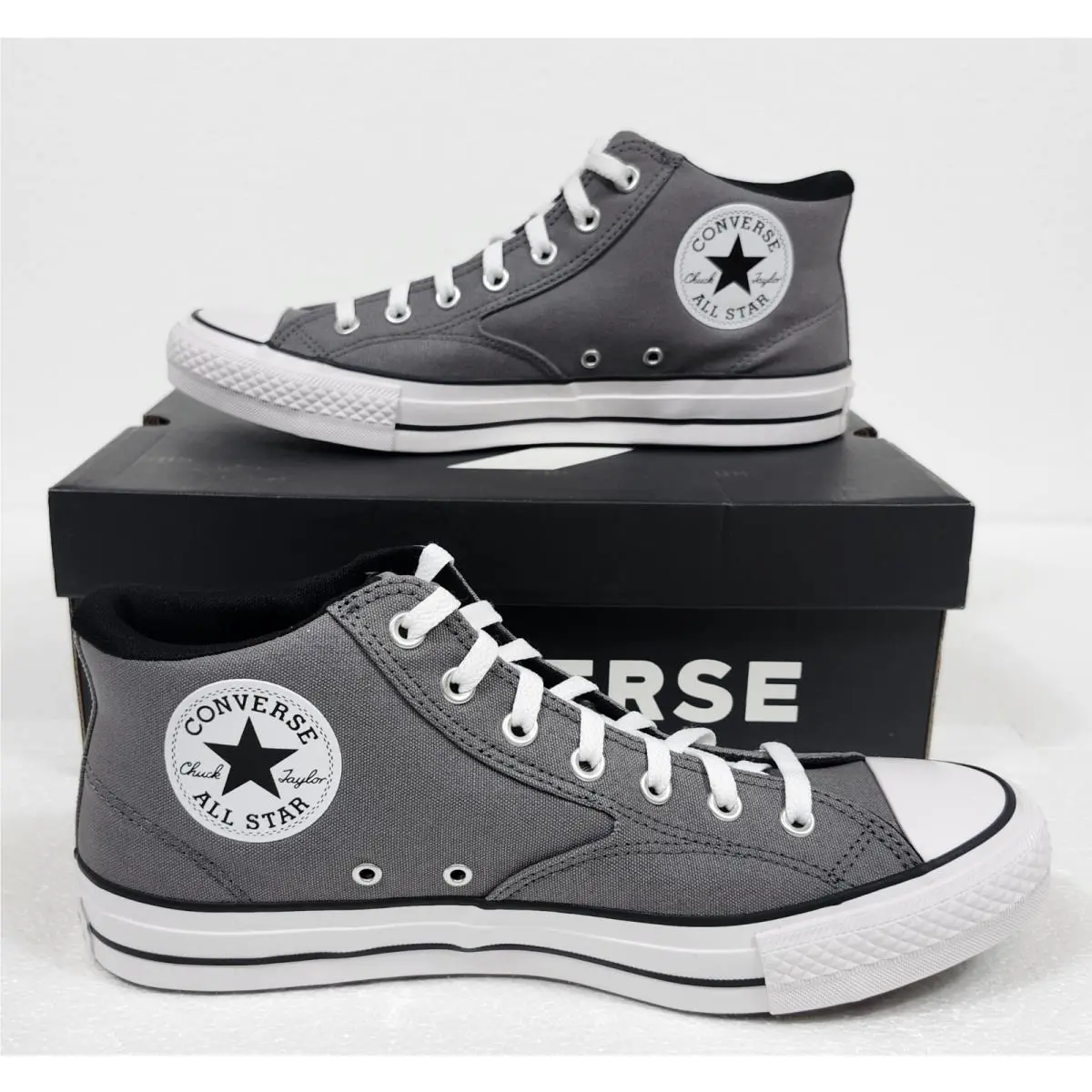 Men`s Converse Shoes 11.5 Chuck Taylor Darker Gray White Mid Top Ctas Malden St