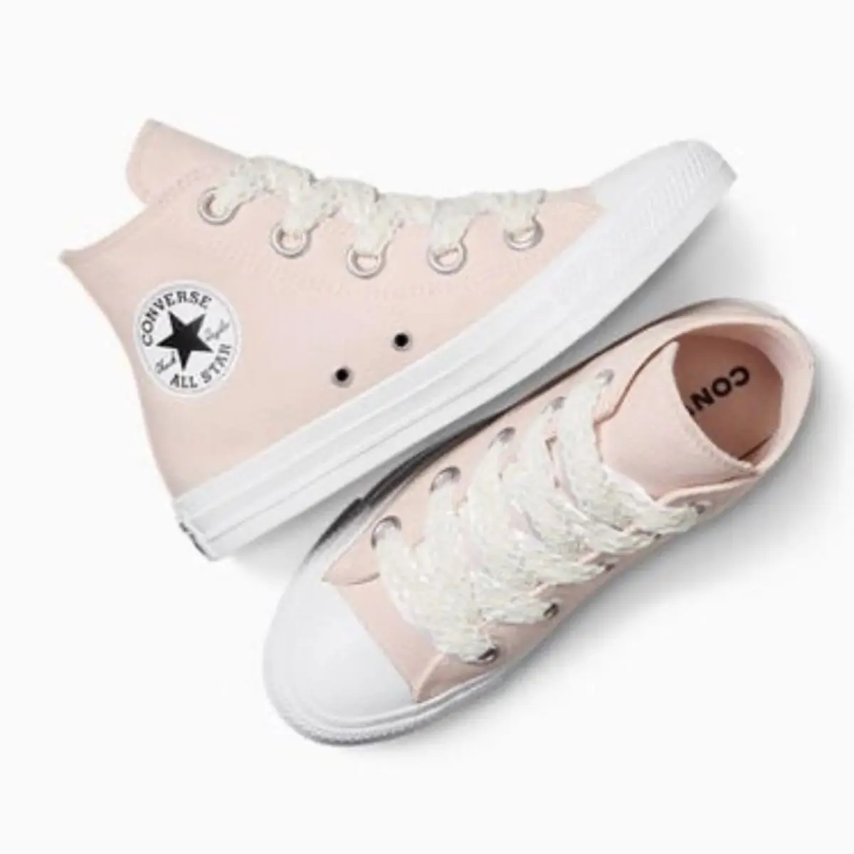 Converse Ctas Crochet Laces Sneakers Women`s 8.5 Pink White Shoes Coquette
