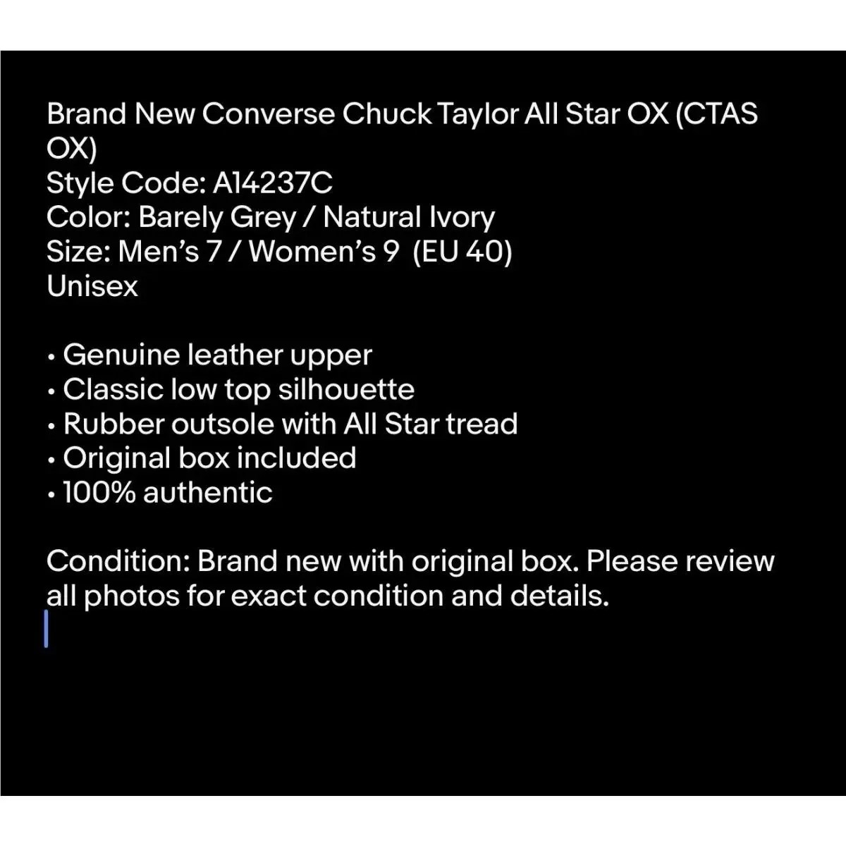 Converse shoes - Converse Chuck Taylor All Star OX - A14237C - Barely Grey / Natural Ivory (UPC: 0194435405797) 15