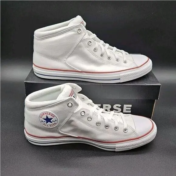 Converse Mens 13 Chuck Taylor All Star High Street Mid Sneakers Shoes White