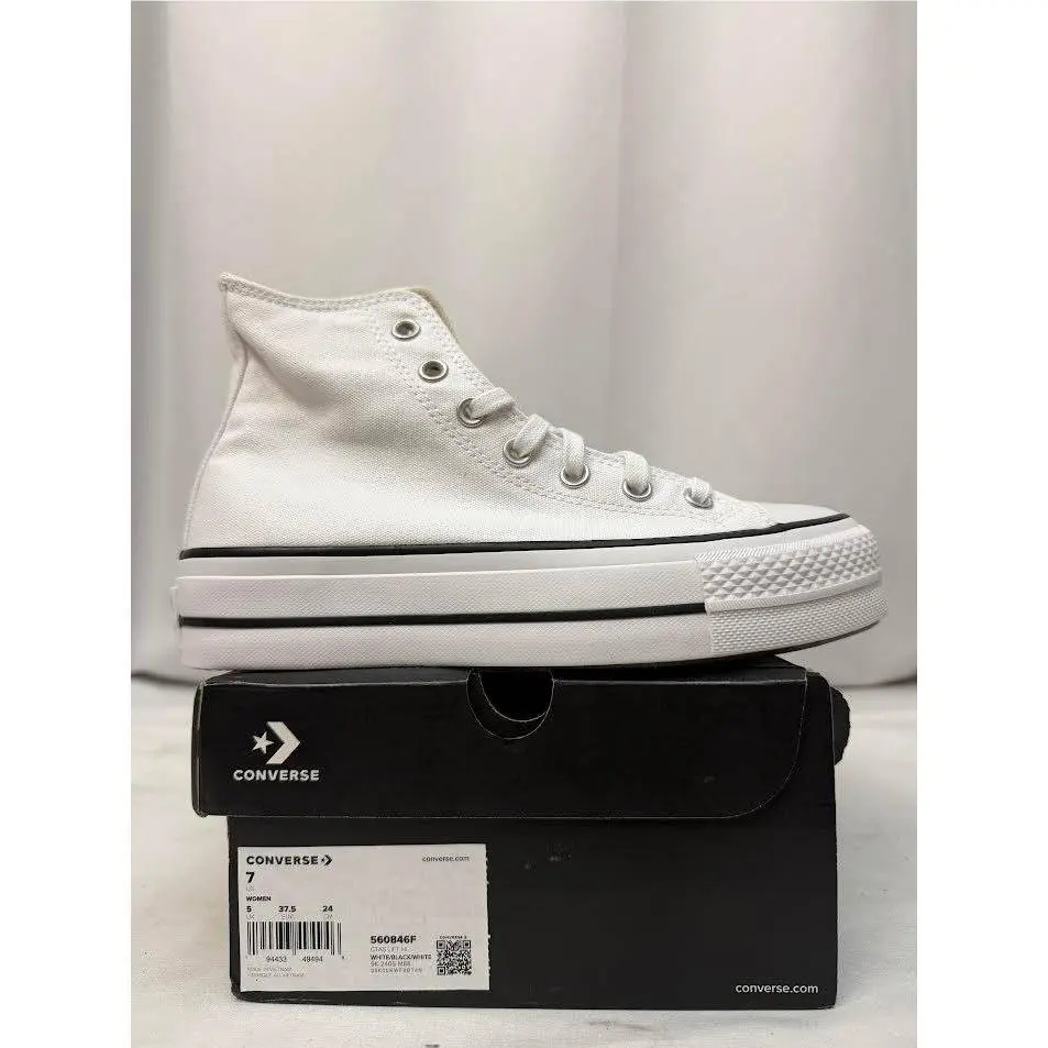Converse Chuck Taylor All Star Lift High Top White Platform Sneakers 560846F 7W