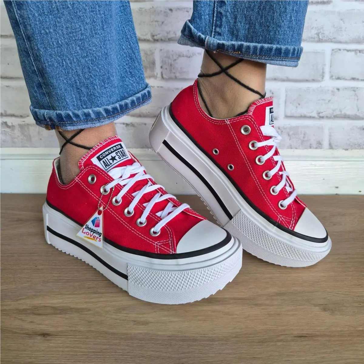 ⭐converse Lift Double Stack Platform Low Sz 9 Women`s Shoes Sneakers Red A16515C by Converse