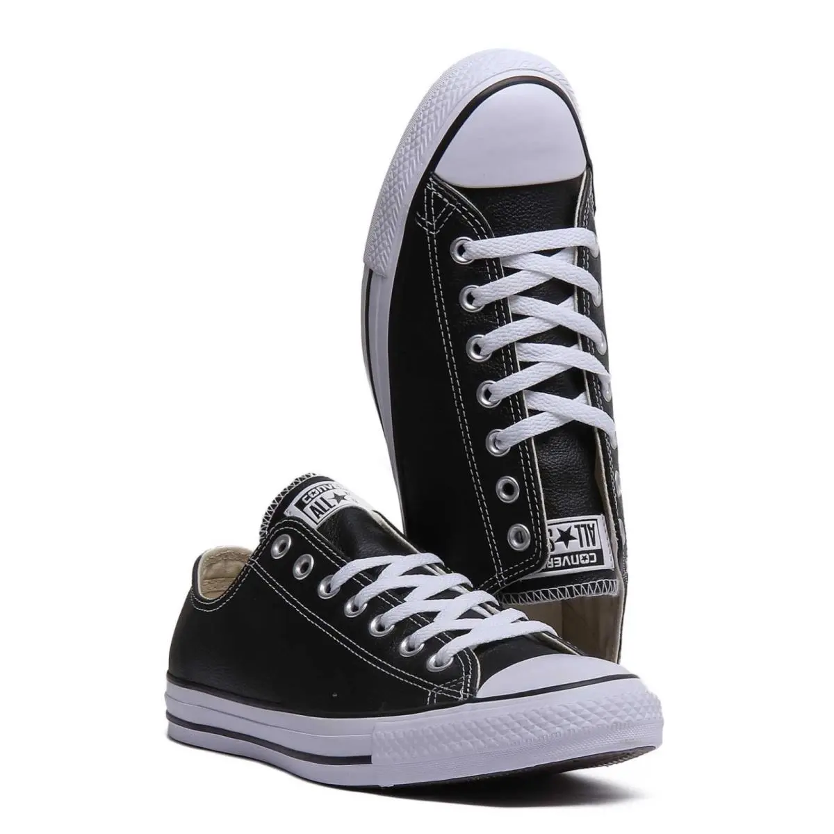 Converse Unisex 132174 Ct As Lthr Ox Mens Sneaker In Black Men`s 12- Women`s 14