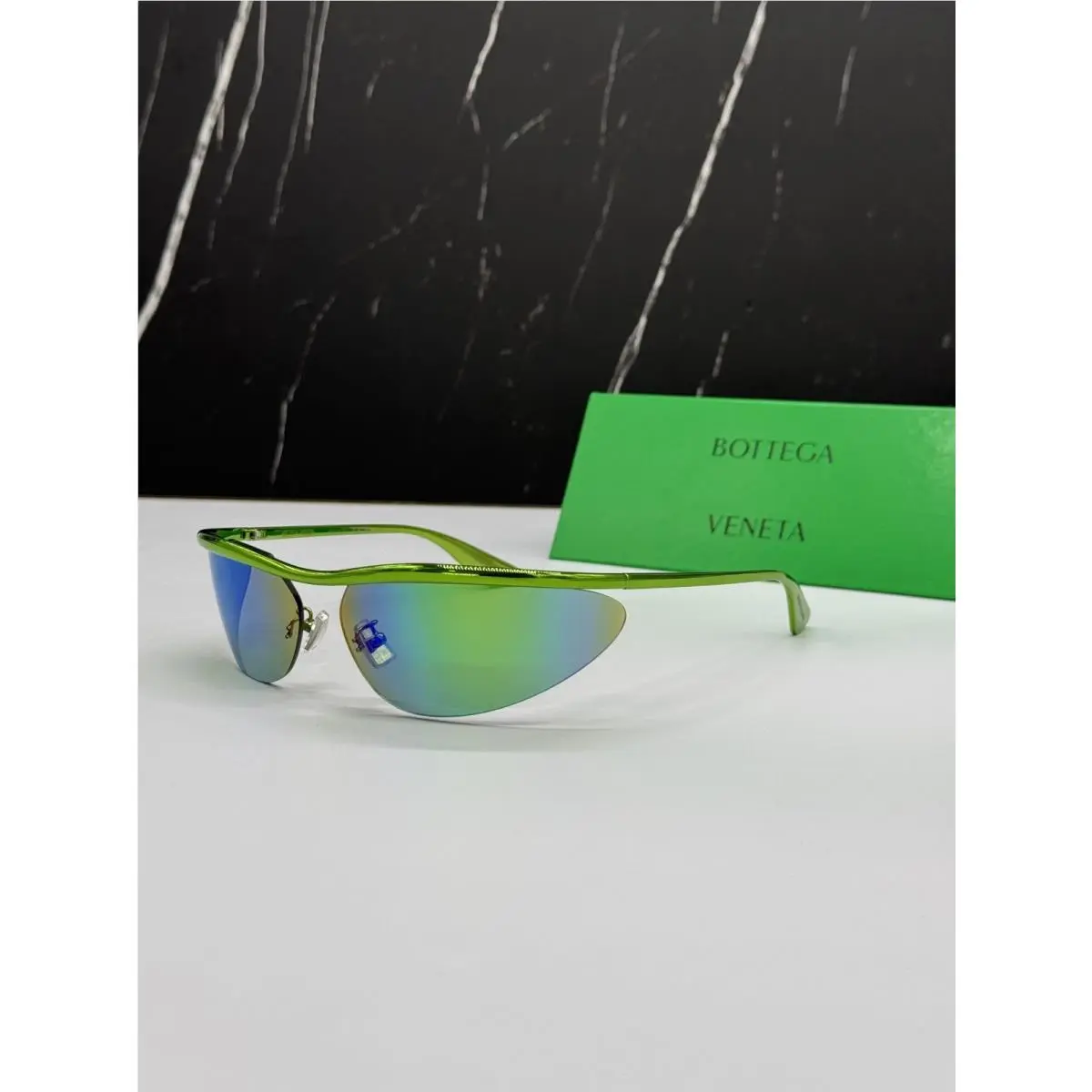Bottega Veneta BV1174S 003 Unisex Shield Green Sunglasses