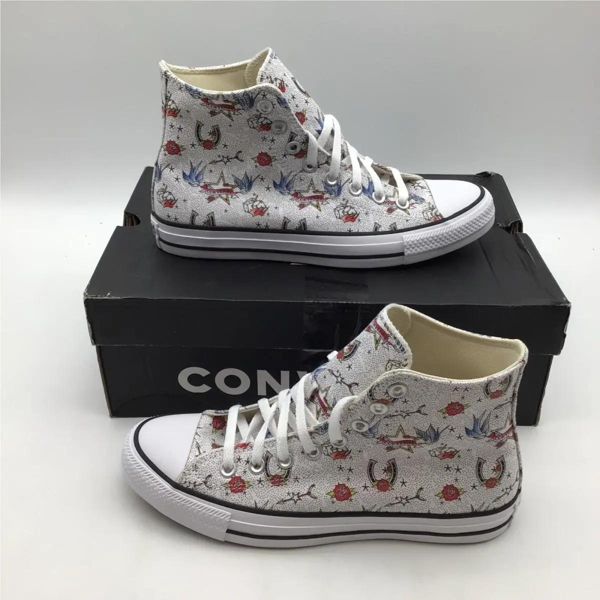 Converse Chuck Taylor All Star Tattoo Art High Top White A17212F Mens 7.5