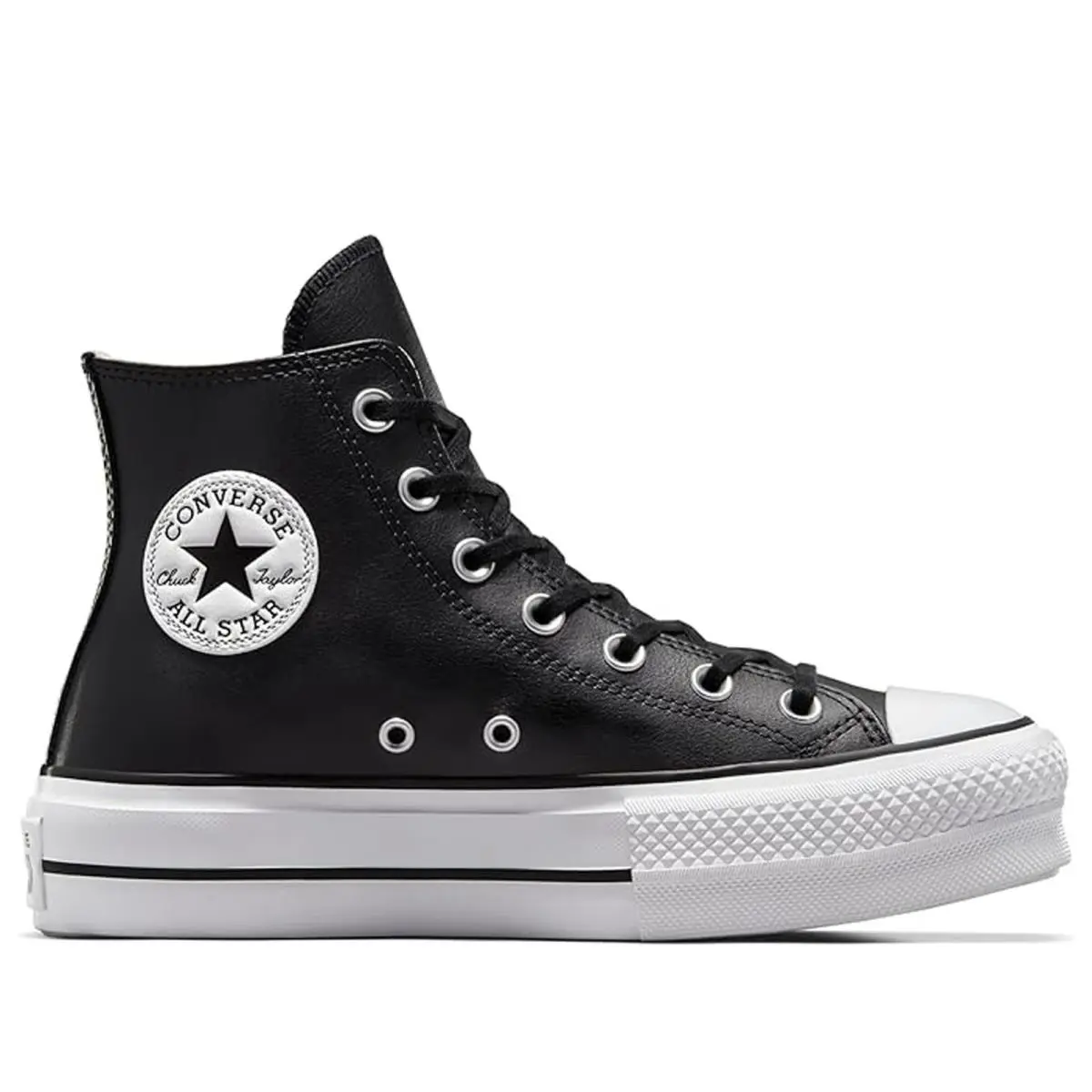 Converse Chuck Taylor Lift Platform Leather Hi Womens 11 Black Black White