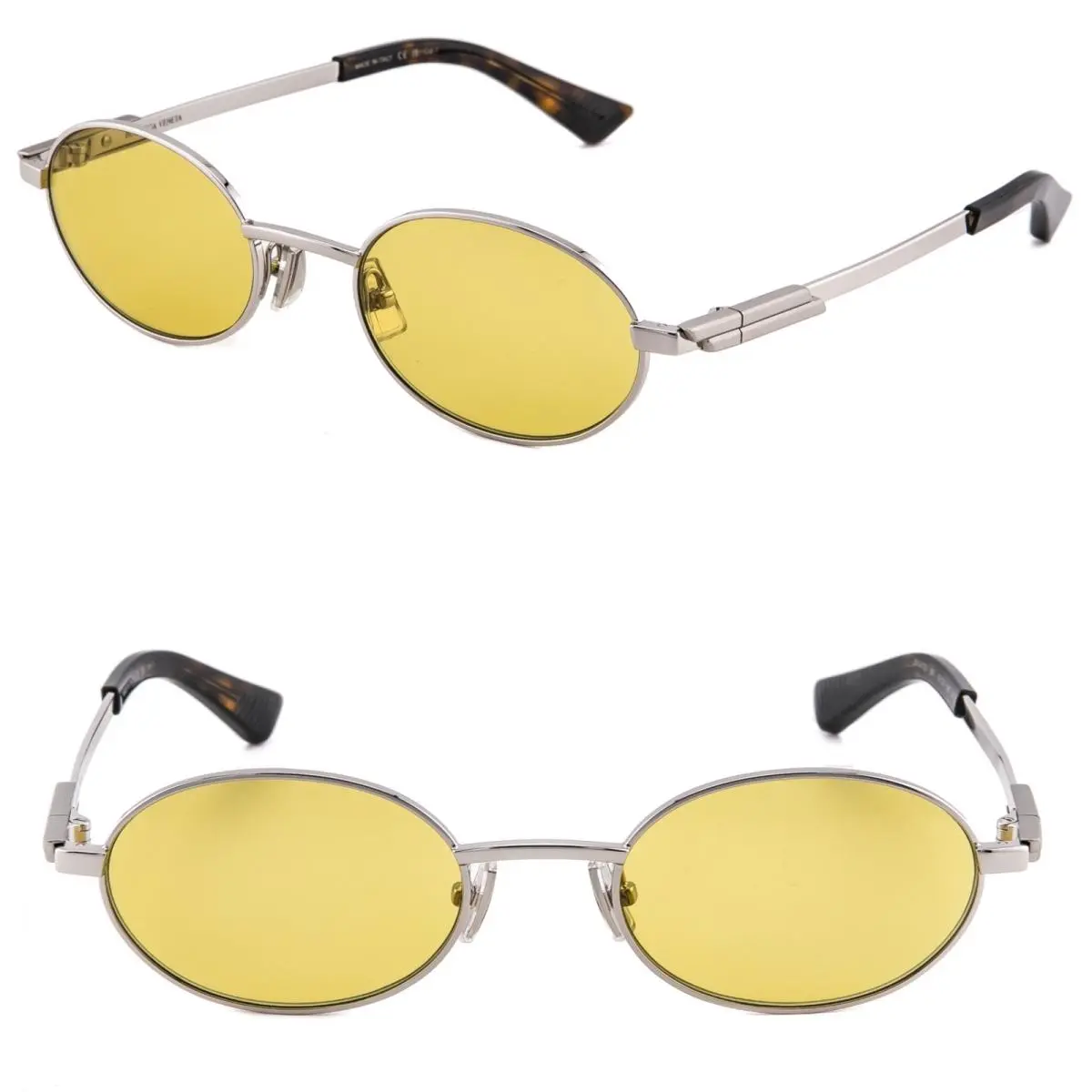 1470 BV1470S Yellow Silver Ribbon Oval Unisex Sunglass 003 by Bottega Veneta