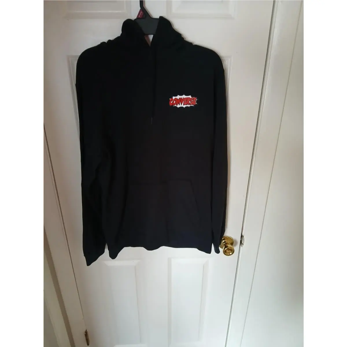 Converse Shoe Hero Hoodie Men`s M Black Graphic Drawstring 10024614-001 N92
