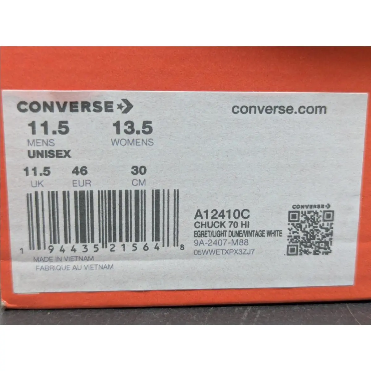 Converse shoes - Converse Chuck 70 Hi - Chuck - A12410C - White (UPC: 194435215648) 12