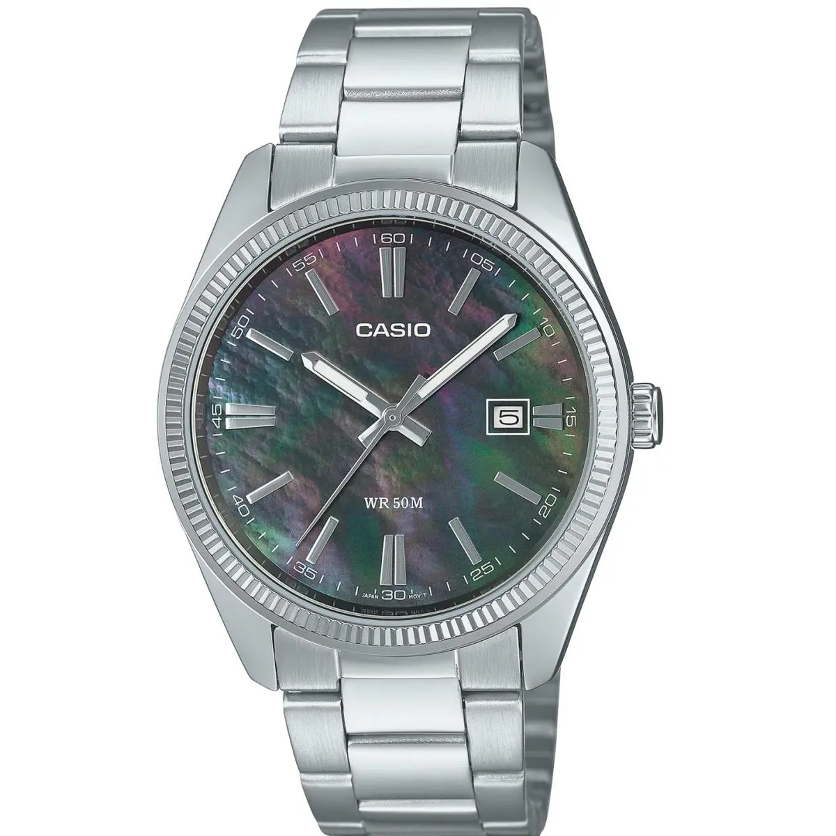 Casio Mens Analog Watch Stainless Steel Mother of Pearl Dial Date MTP-1302DS-1AV