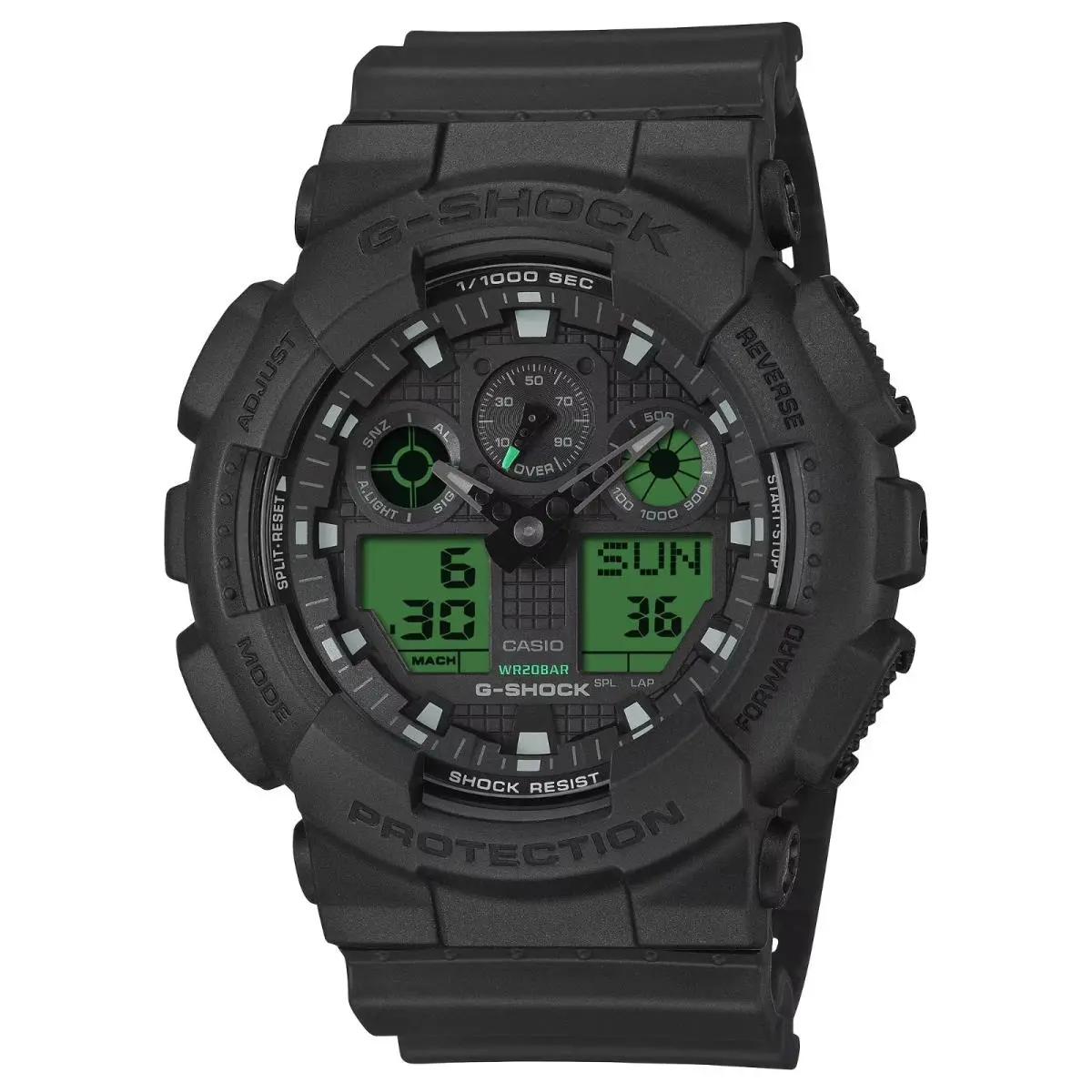 Casio G-shock GA-100 Series Analog Digital Black Resin Watch GA100BEG-1A