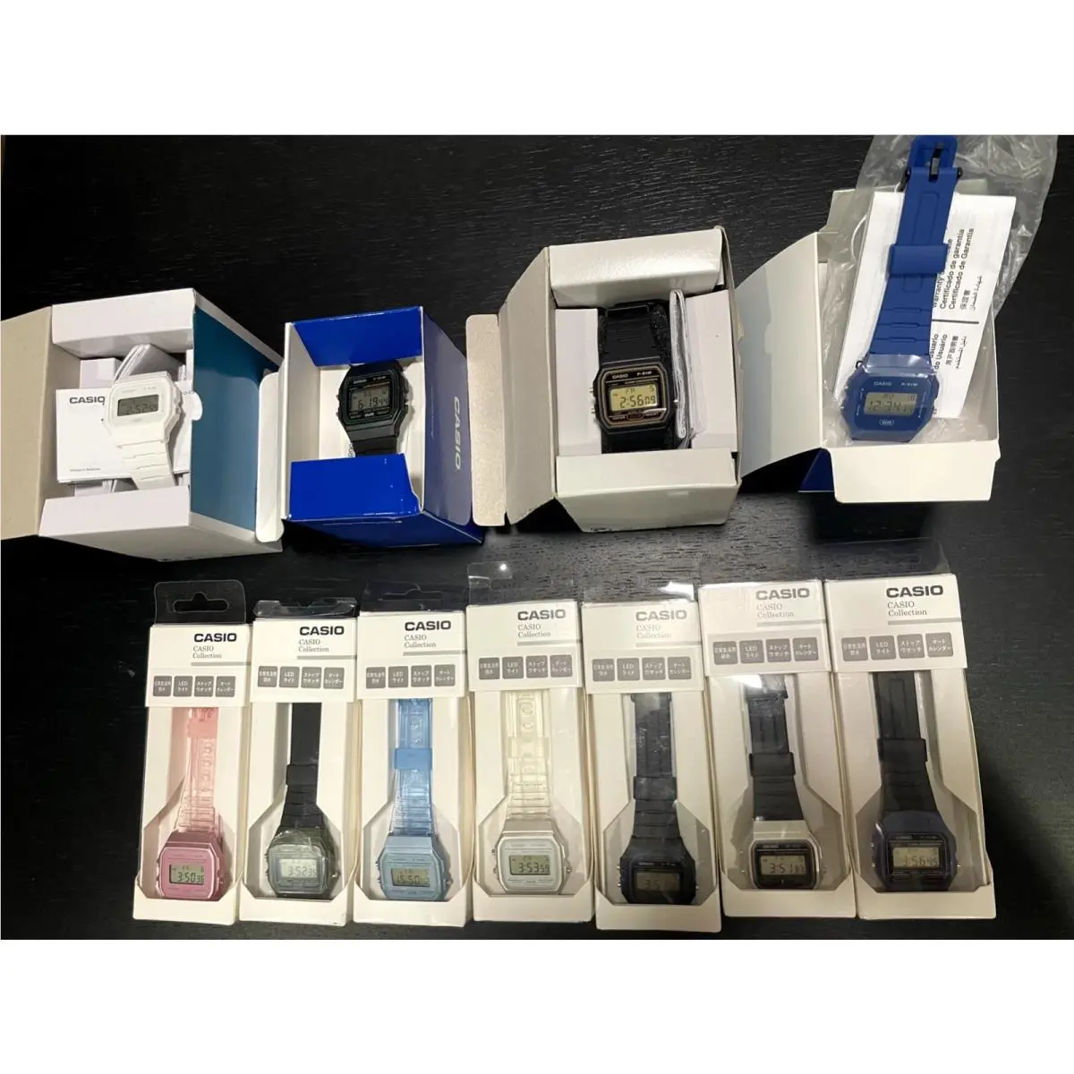 Casio F91 Set of 11 White Pink Blue Green Gold Silver F-91 Watches