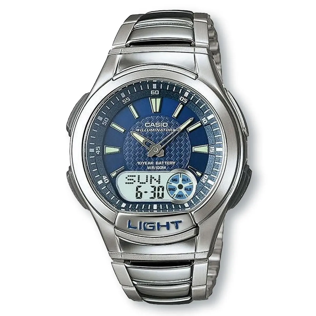 Casio AQ180WD-2A Analog/digital Combination Telememo Watch Blue/silver