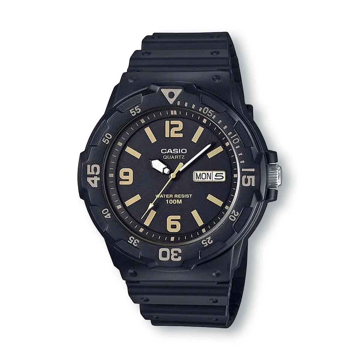 Casio MRW200H-1B3 Analog Diver-style Black/gold Accents Watch