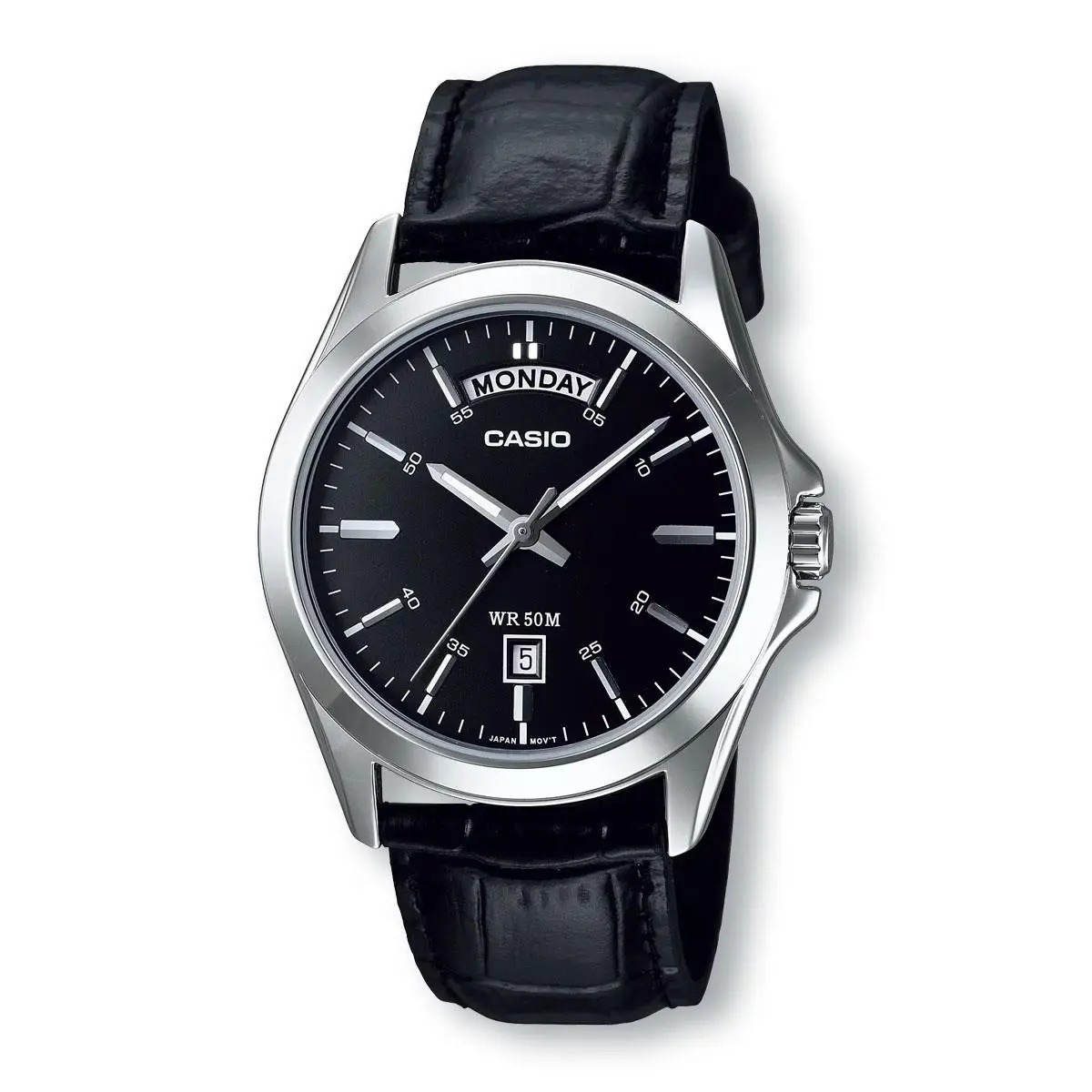 Casio MTP1370L-1A Classic Analog Black Dial Leather Watch
