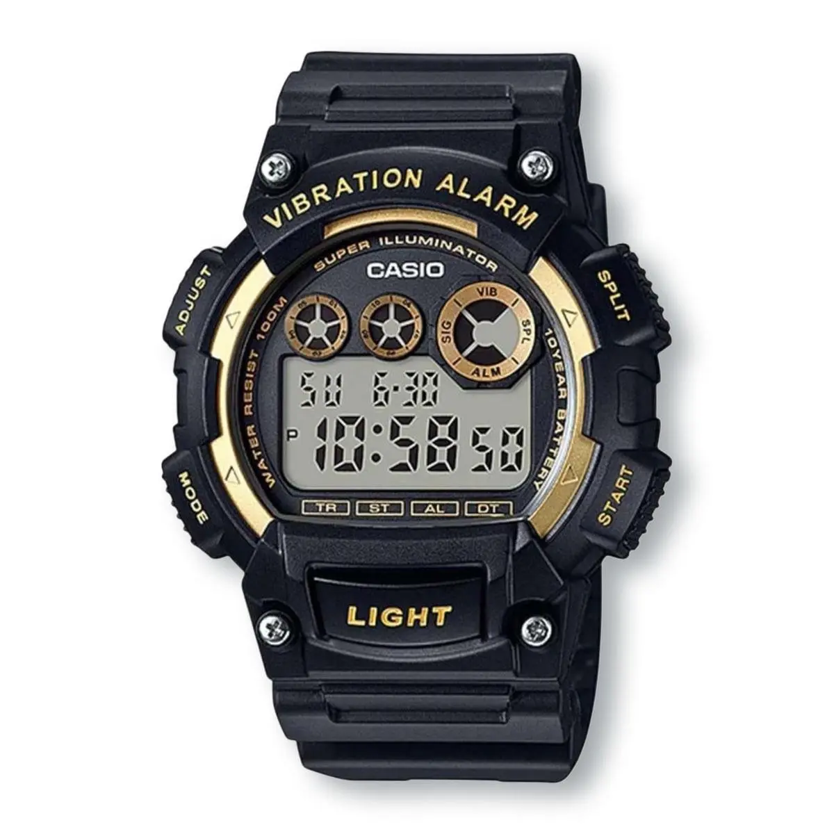 Casio W735H-1A2 Durable Multifunctional Watch Black Gold