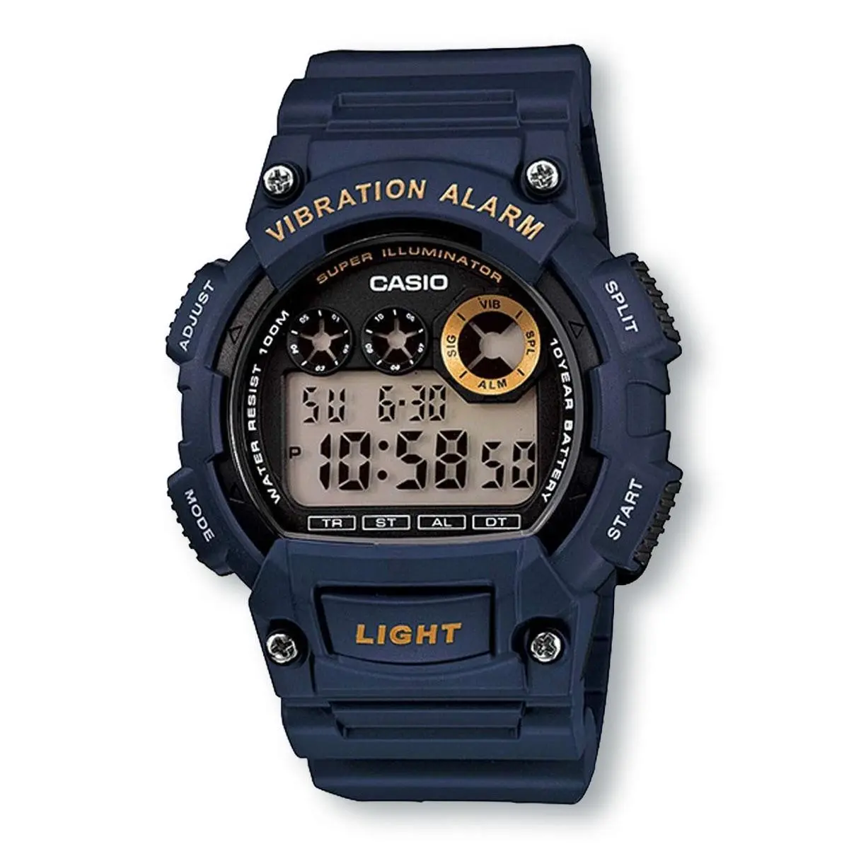 Casio W735H-2A Durable Multifunctional Watch Blue Gold