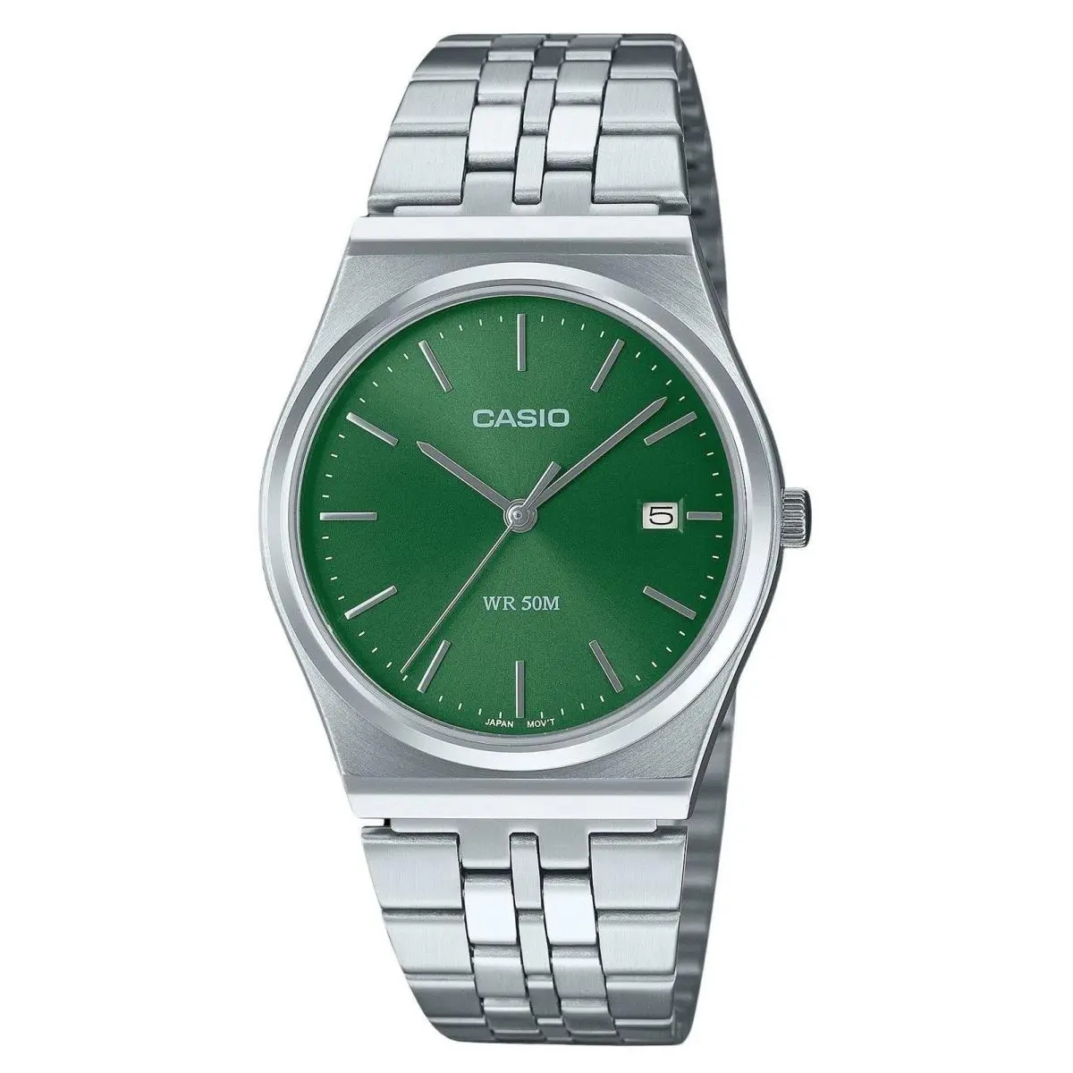 Vintage Green Dial Silver Tone Stainless Steel Men`s Watch MTP-B145D-3AV by Casio