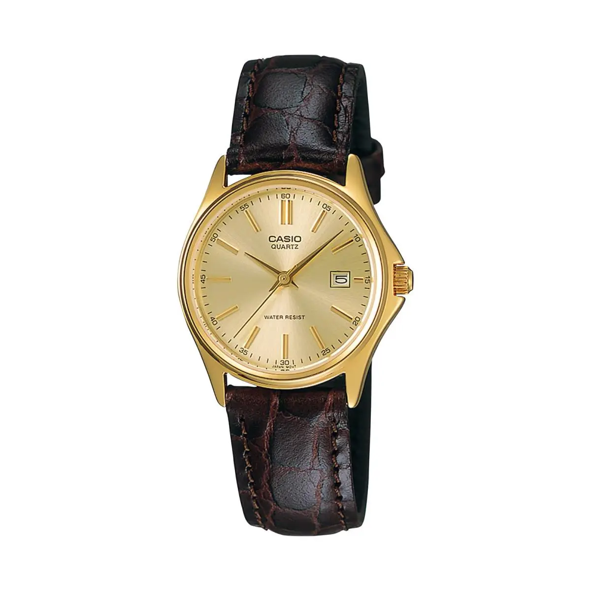 Casio Women’s Gold Dial Brown Leather Strap Watch - LTP-1183Q-9A